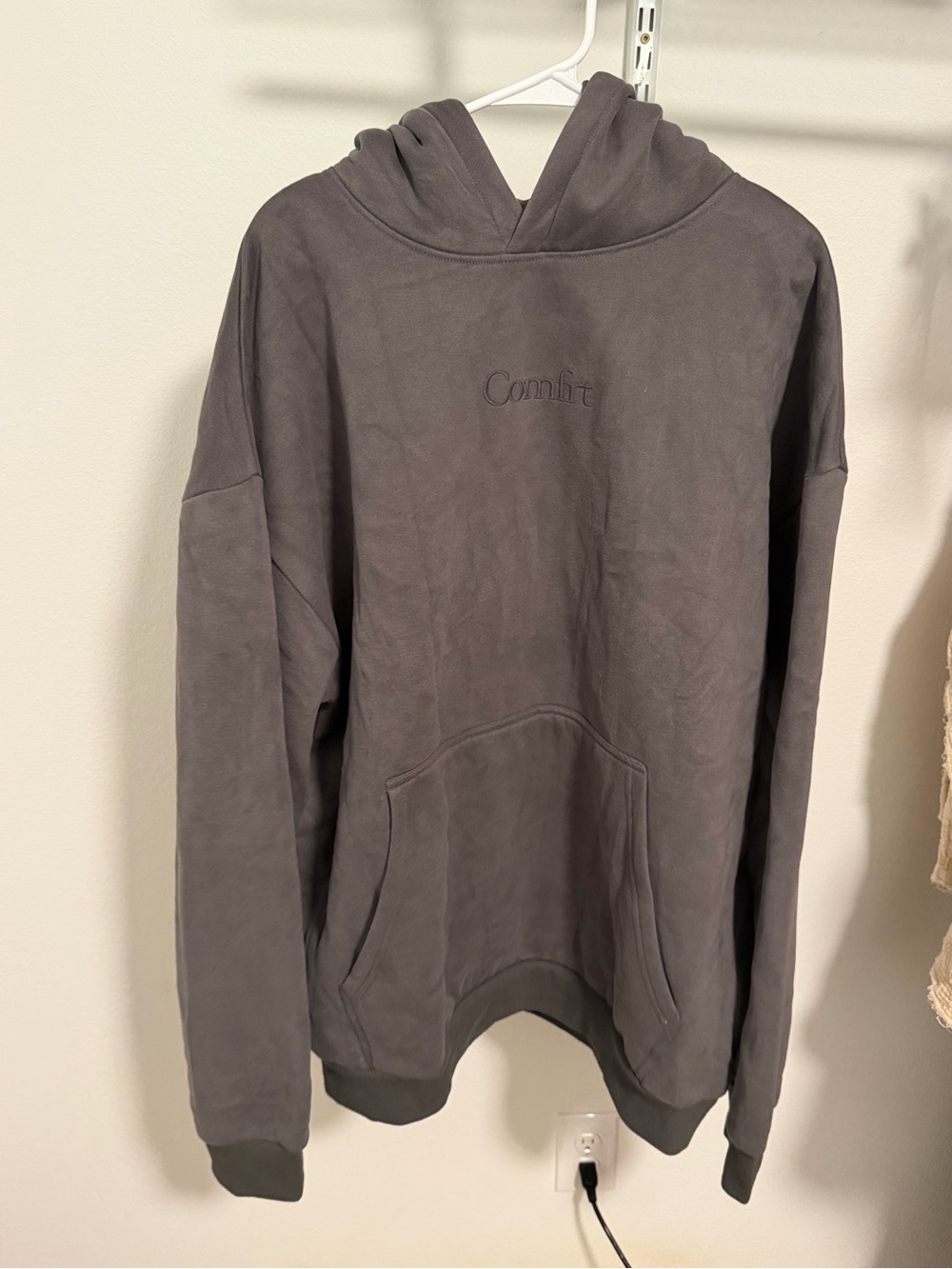 Comfort Embroidered Dark Gray Hoodie